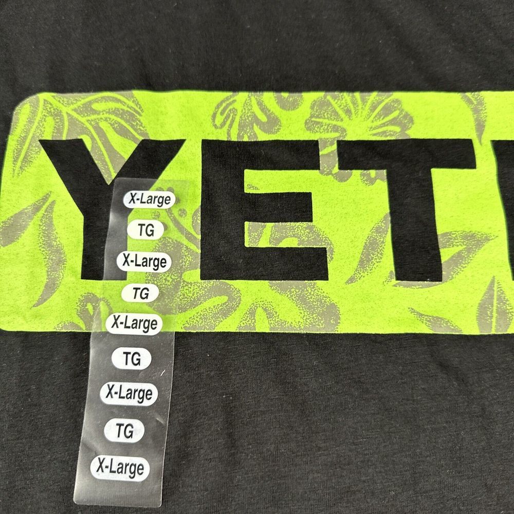 Yeti GS9531-1 Men Black Floral Logo Badge Short Sleeve T-Shirt Size X-Large New - Picture 3 of 10